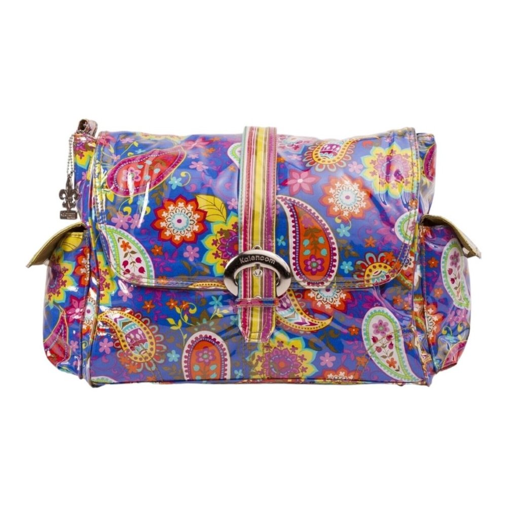 Kalencom Laminated Buckle Bag Cobalt Paisley Floral Baby Diaper Bag Laminated